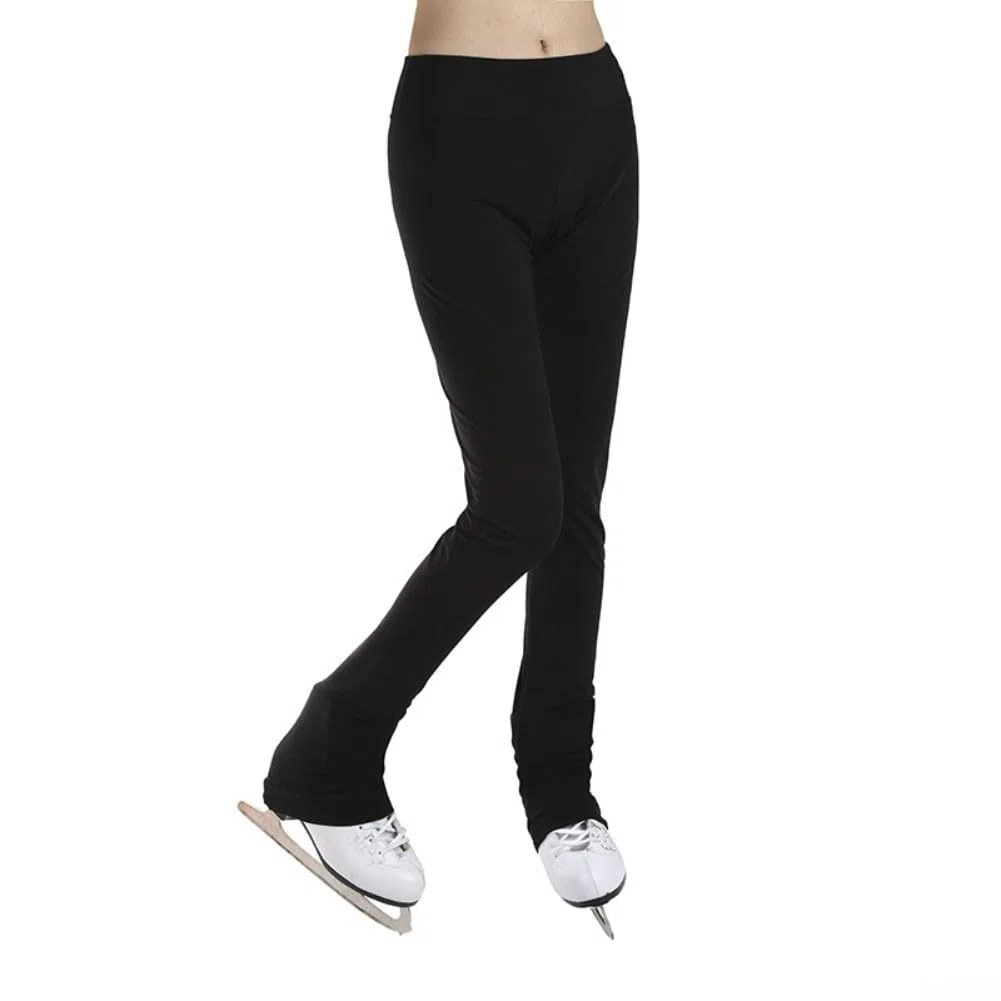 Pantaloni da pattinaggio artistico in morbido nylon per adulti, foderati in pile delicato sulla pelle, con finitura idrorepellente per allenamento flessibile e pratica quotidiana sul ghiaccio
