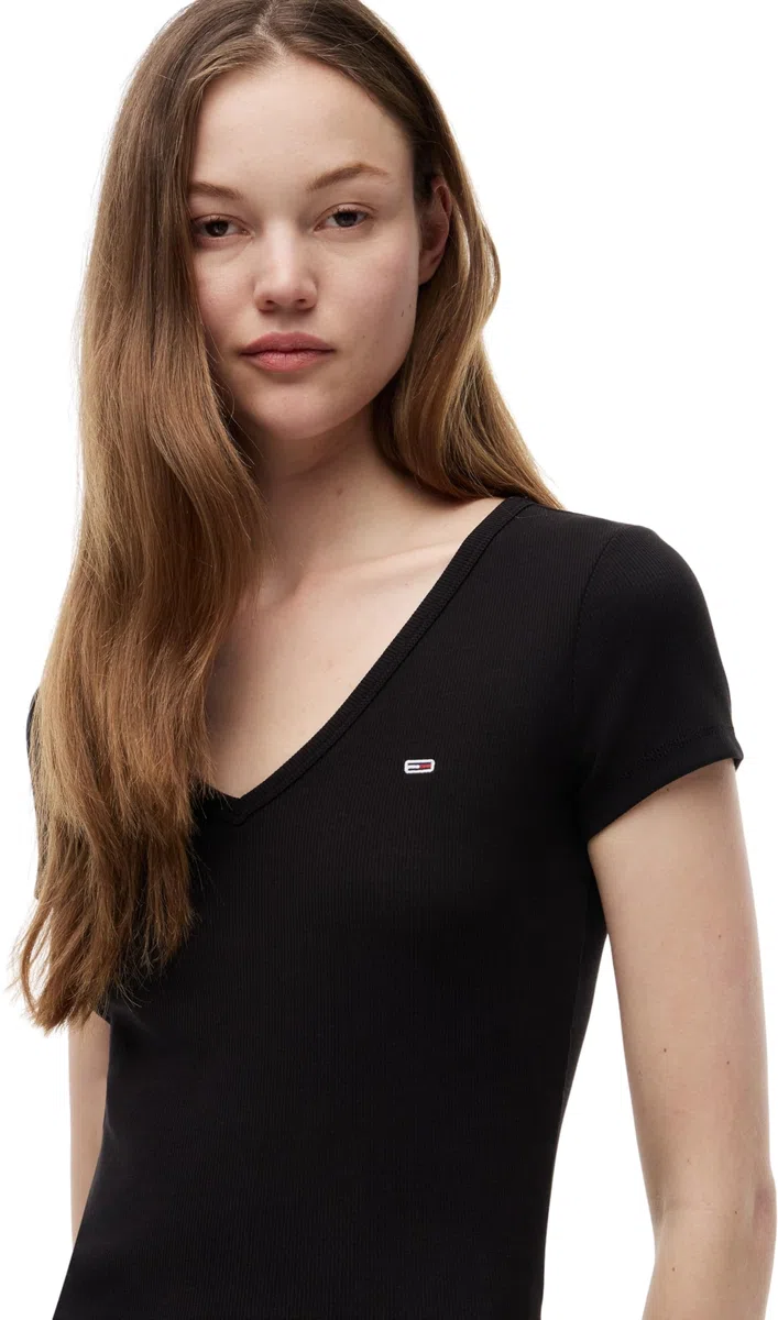 Tommy Jeans T-Shirt Maniche Corte Donna Slim Scollo a V