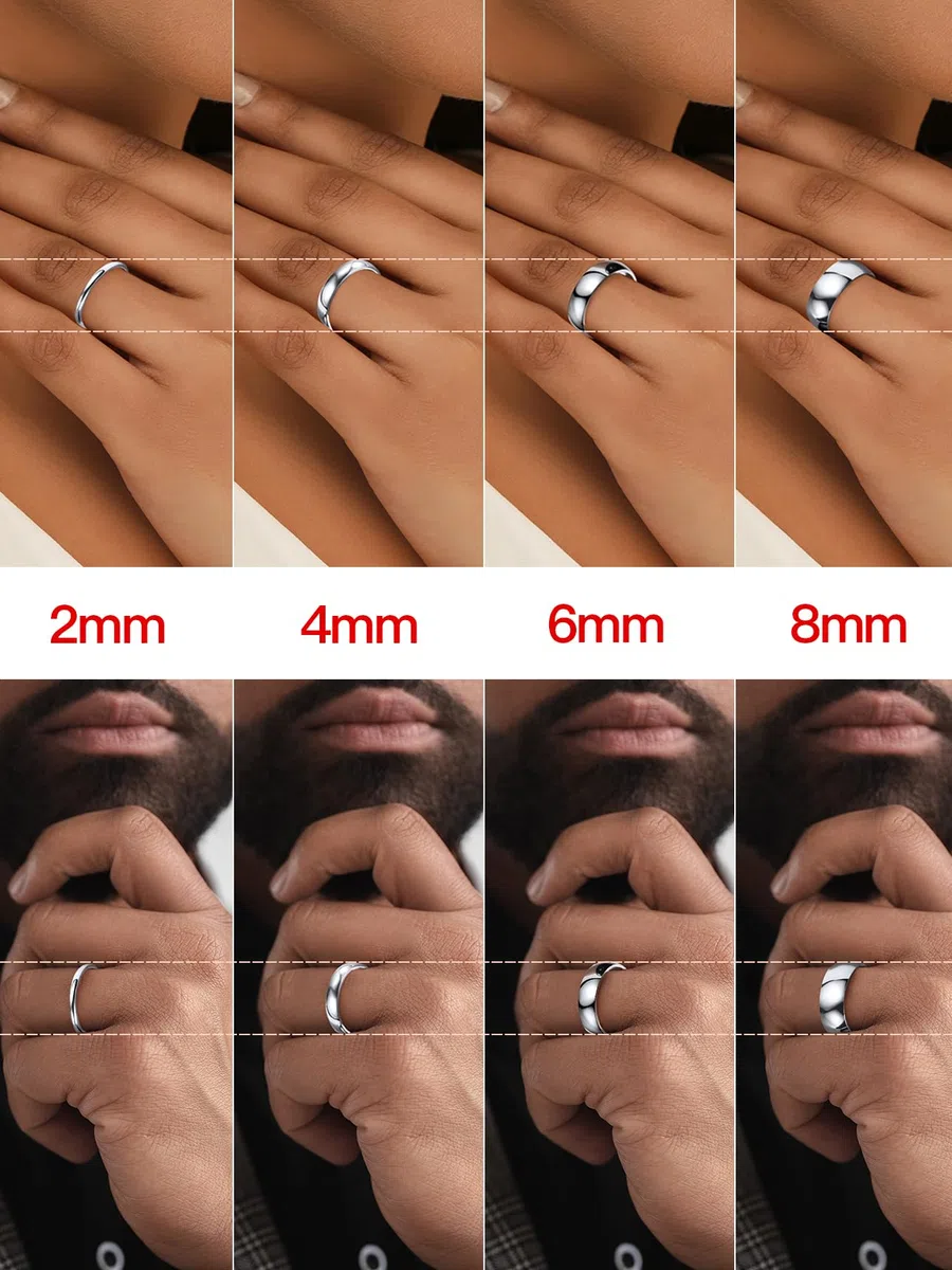Bestyle Anello Acciaio Inossidabile Uomo Donna 2/4/6/8mm Varie Misure con Confezione Regalo