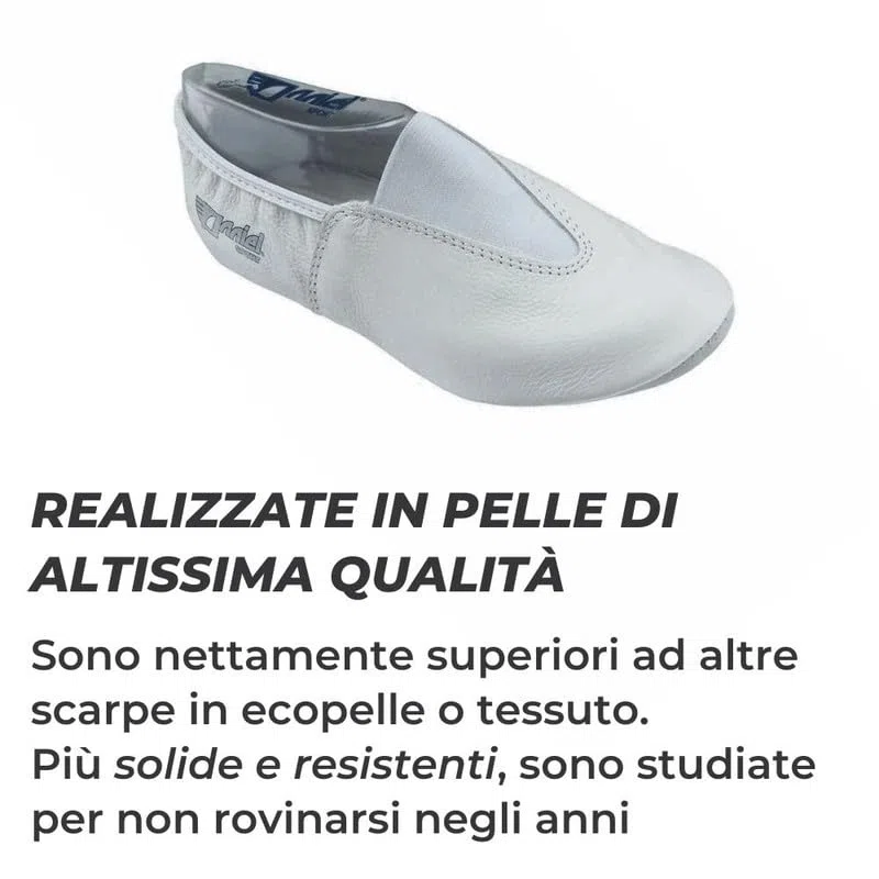 Anniel 2038 Scarpe da Ginnastica Artistica in Pelle. 100% Made in Italy (36, Bianco)