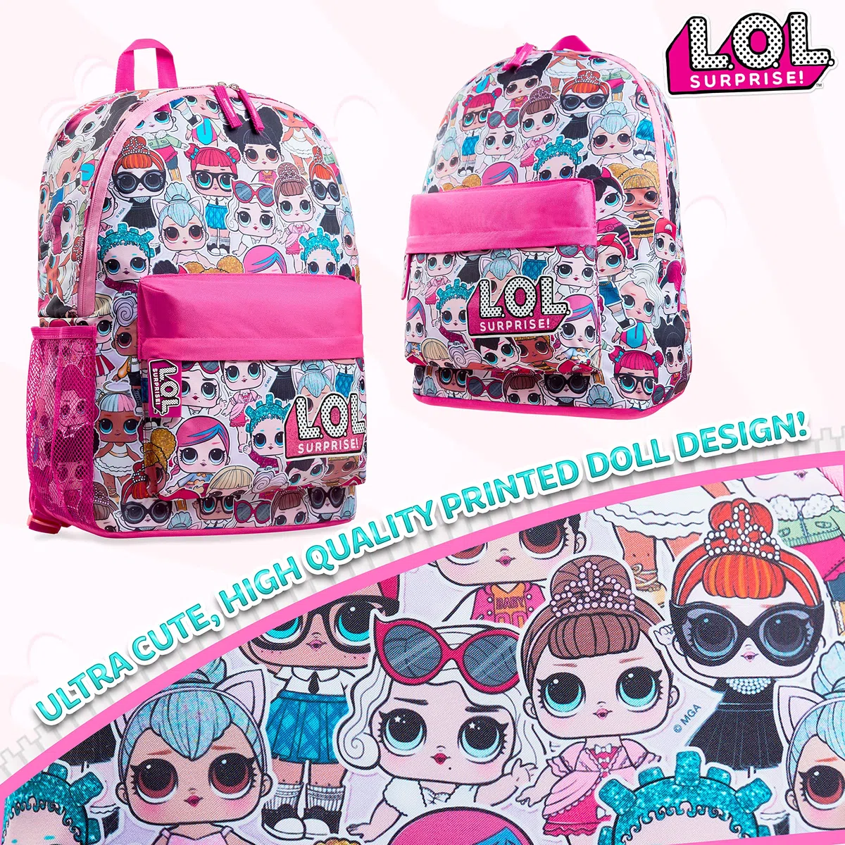 L.O.L. Surprise! Zainetto Bambina Zaino Scuola per Ragazze Zaino Scuola Elementare Bambina Cartella Scuola Tempo Libero Viaggio Accessori LOL Idea Regalo per Bambine