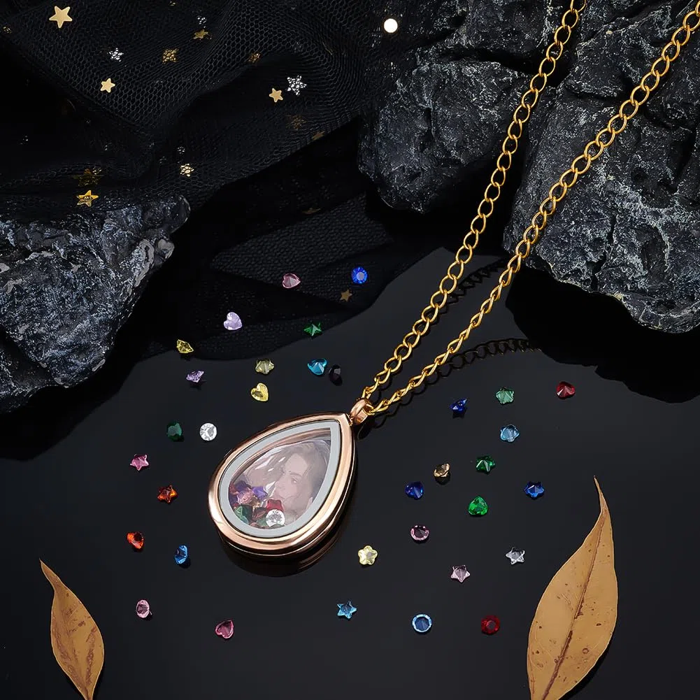 PH PandaHall Collana con Ciondolo, Ciondolo Galleggiante Pendenti A Forma di Goccia Ciondoli con Ricordo Cabochon In Vetro a Cuore Fiore per Collana Da Sposa Fai Da Te