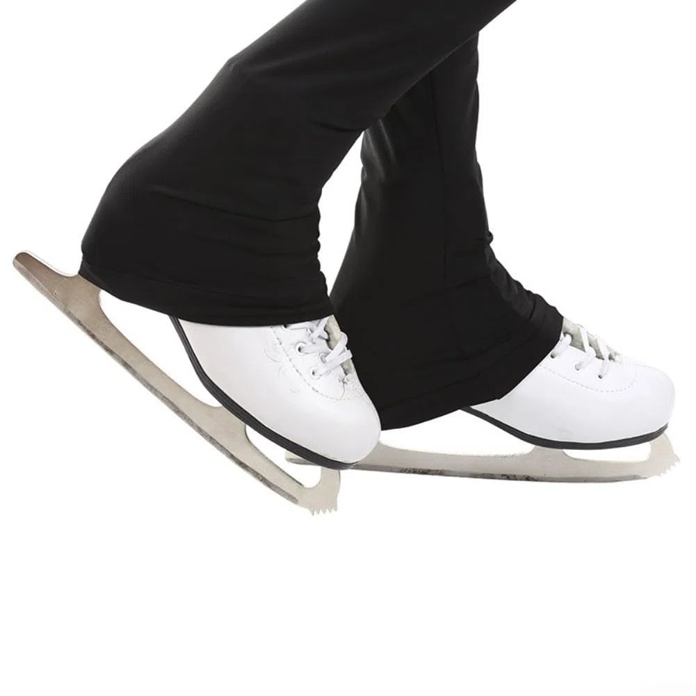 Pantaloni da pattinaggio artistico in morbido nylon per adulti, foderati in pile delicato sulla pelle, con finitura idrorepellente per allenamento flessibile e pratica quotidiana sul ghiaccio