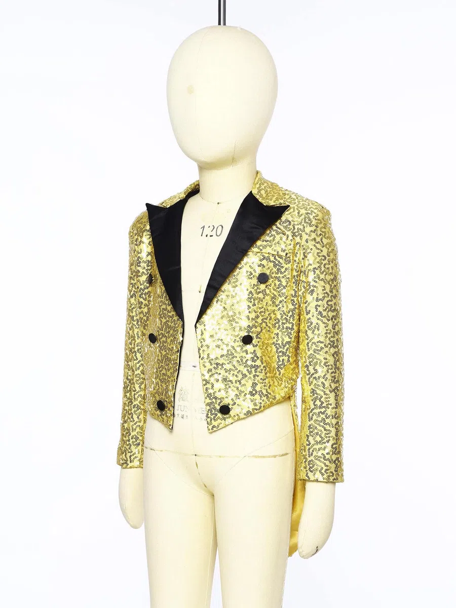 Freebily Blazer Bambini e Ragazzi Frac Giacca con Paillettes Tailcoat Cappotto Gentiluomo Giacca Tuxedo da Cerimonia Matrimonio Nuziale Formale Smoking Coprispalle Jacket