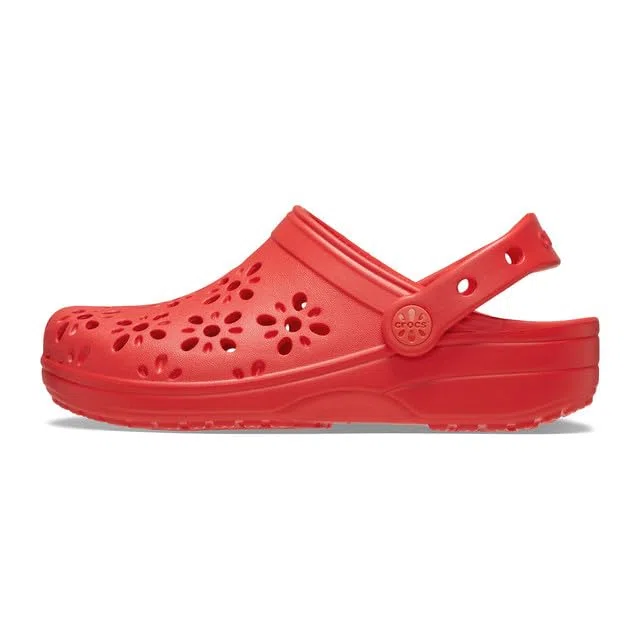 Crocs Classic Floral Cut Out Clog T, Zoccoli Unisex - Bambini e Ragazzi, Cherry Red, 27/28 EU