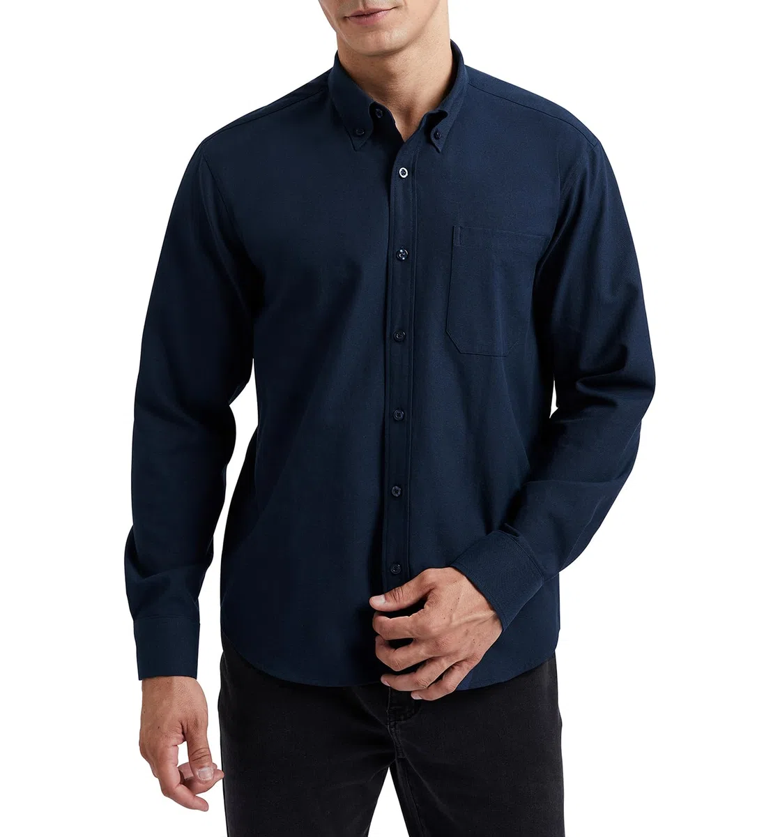 HISDERN Camicia da Uomo Oxford a Maniche Lunghe Casual Cotone Camicie con Tasche Regular Fit S-4XL