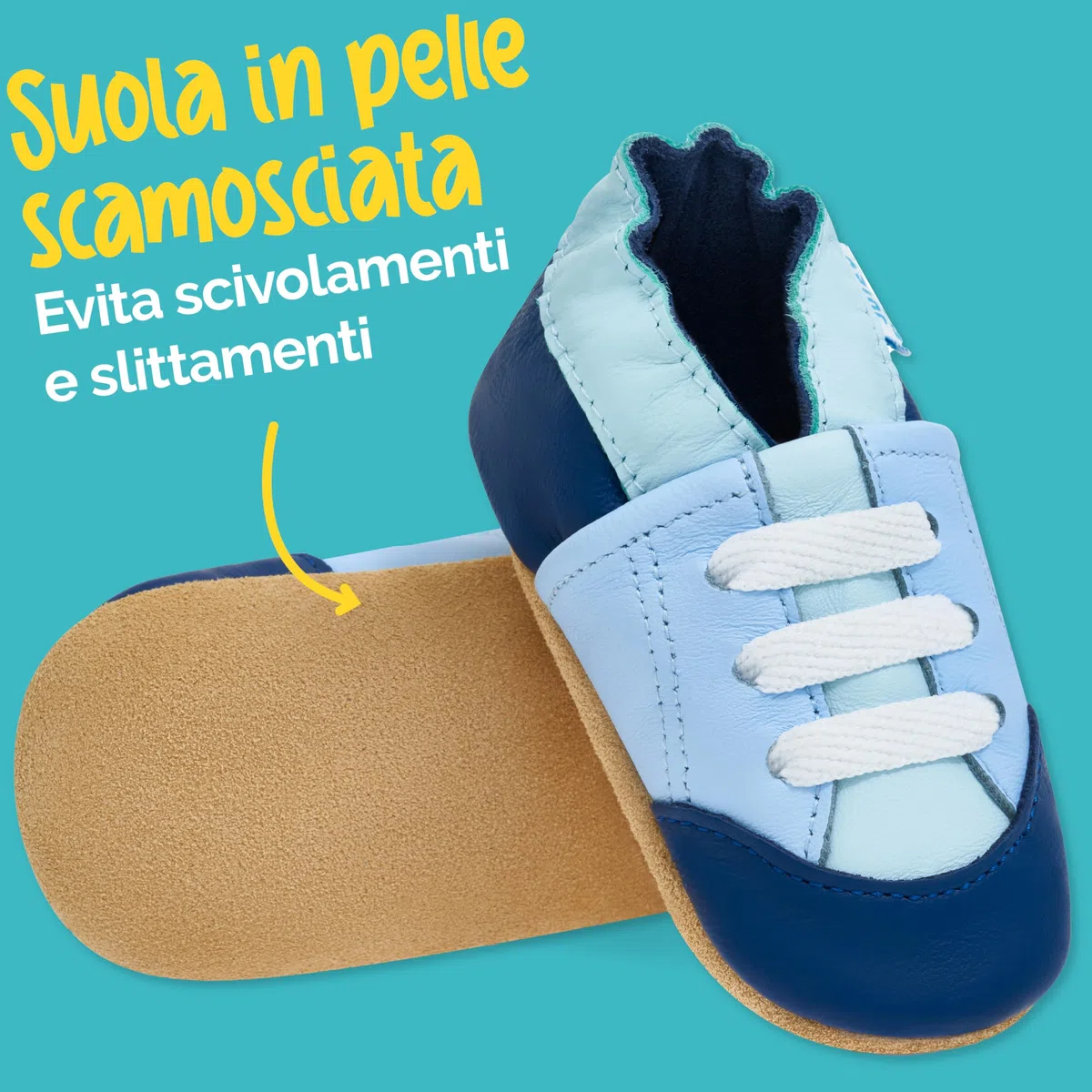 Scarpe Bambino in Morbida Pelle - Scarpine Neonato in Pelle con Suolla Scamosciata - Scarpe Primi Passi - Scarpette Neonato - Scarpe Bambina Ragazza Ragazzo …