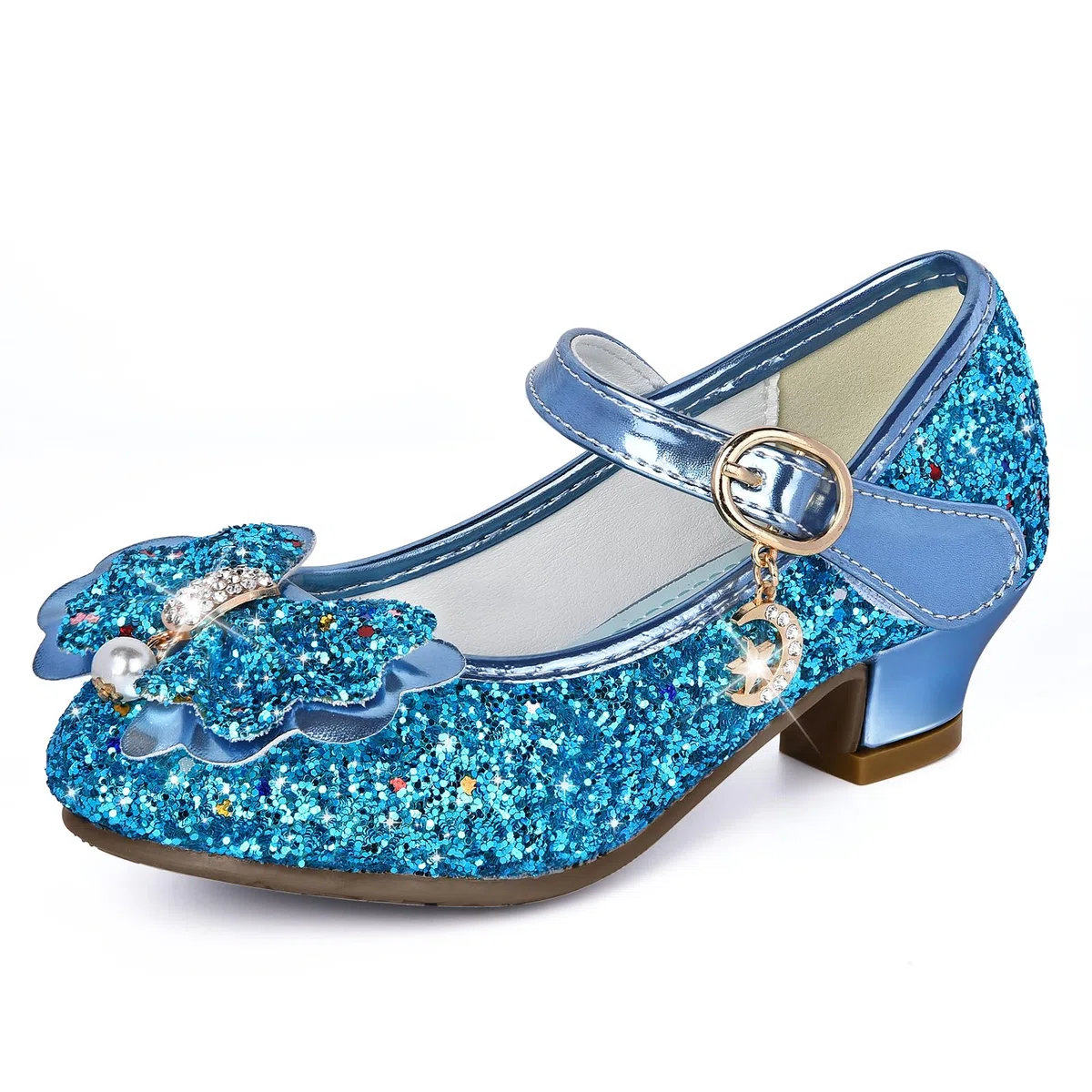 Ulikey Chaussure Princesse Fille, Chaussures Talon Enfant, Paillette Ballerine Talon Fille, Chaussures Paillettes Fille