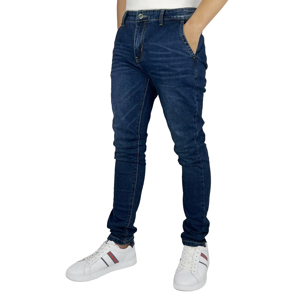 Gandy Jeans Uomo, 5 Tasche, Gamba Dritta, Pantalone Elasticizzato a Vita Alta, Slim Fit