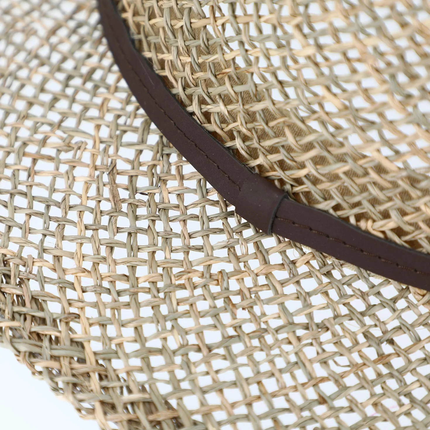 fiebig Traveller Cappello da Sole per Uomo e Donna | Cappello in 100% Erba Marina | Cappello Estivo con Cinturino in Ecopelle vegana | Cappello in Paglia, Colore Naturale in Diverse Misure