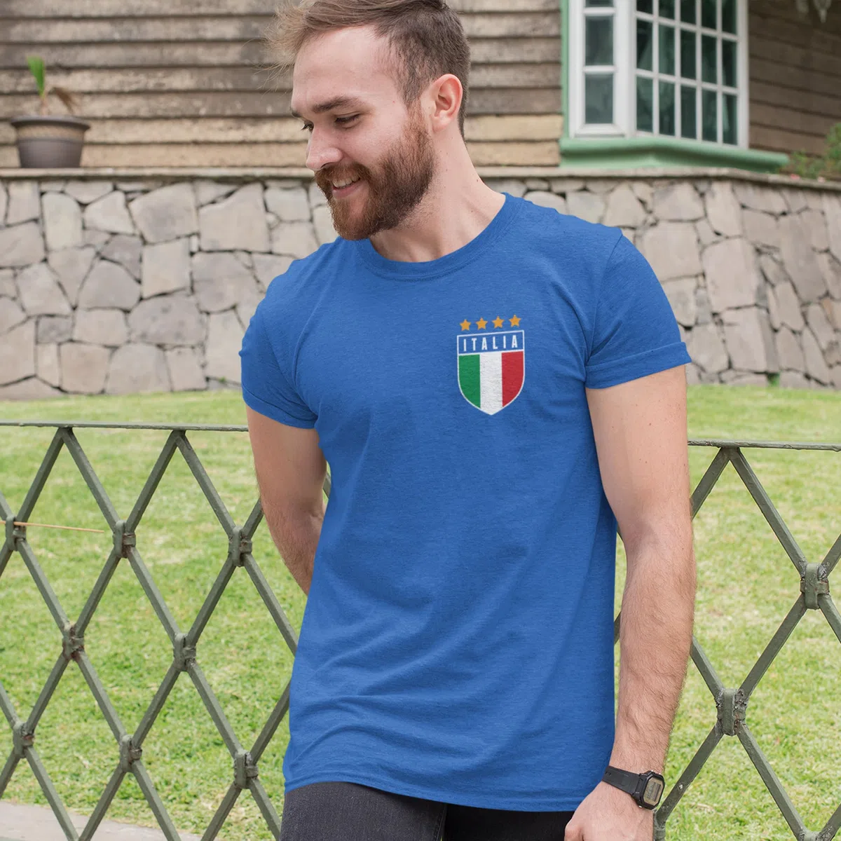 Maglietta da uomo con bandiera italiana, retrò, maglietta per tifosi del paese di calcio, maglietta da rugby italiana