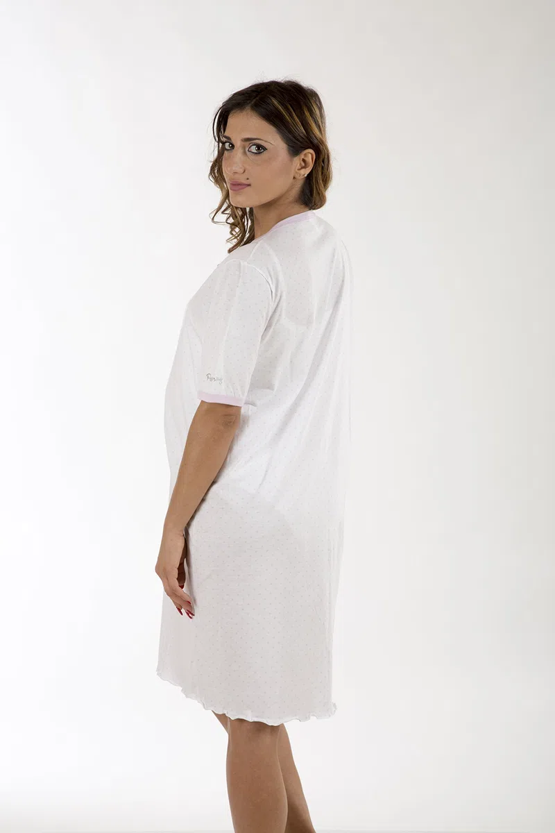 Premamy - Camicia Clinica per Premaman, Modello Aperto Davanti, Cotone Jersey, Pre-Post Parto