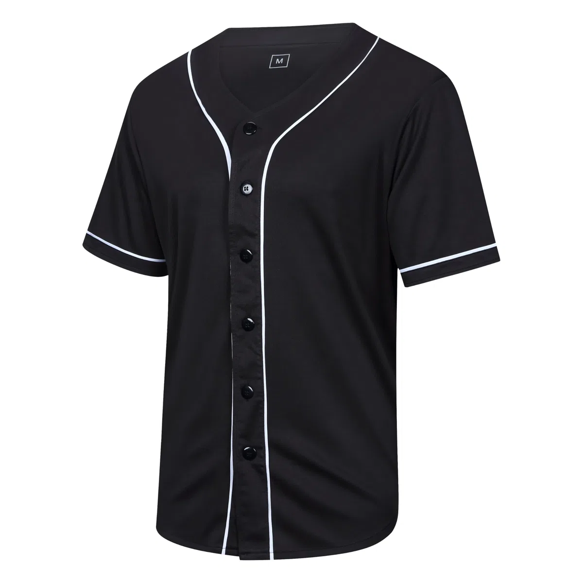 Maglia da baseball in tinta unita, a maniche corte, con bottoni, stile hipster, taglie S-3XL