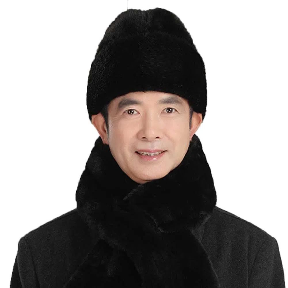 Ushanka - Cappello da uomo in stile militare russo, cappello da sci per l'inverno, in finta pelliccia, nero, termico, per sport all'aria aperta, antivento