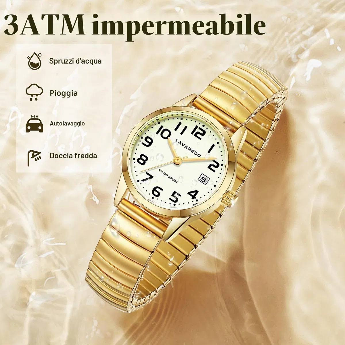 Timever Orologio da Donna Elegante al Quarzo Analogico - Cinturino in Acciaio Inossidabile - Quadrante con Numeri Grandi Luminosi e Data-Regalo Perfetto per Moglie e Fidanzata