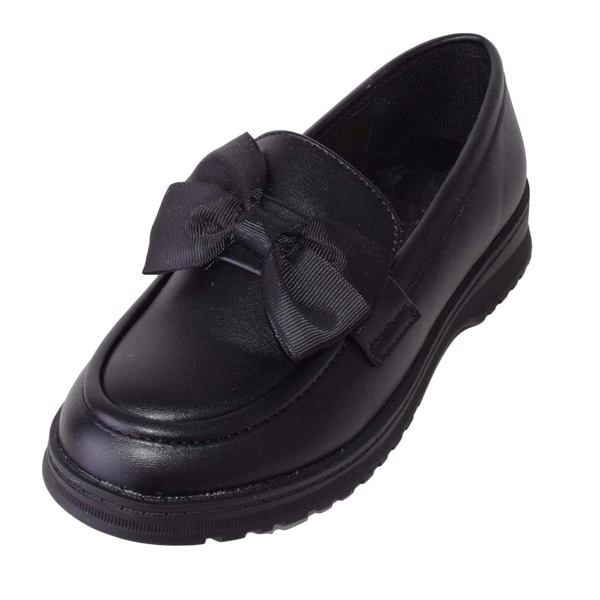 ABSOLUTE FOOTWEAR Scarpe da scuola per bambini e ragazze, facili da infilare in ecopelle, con design a fiocco