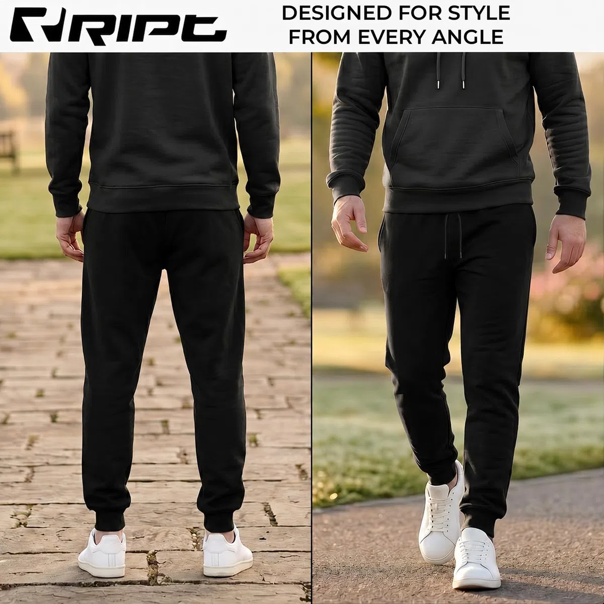RIPT Pantaloni Jogging Uomo Fleece – Joggers con Coulisse, Polsini e Tasche, Pantaloni Tuta Morbidi per Palestra Fitness e Loungewear