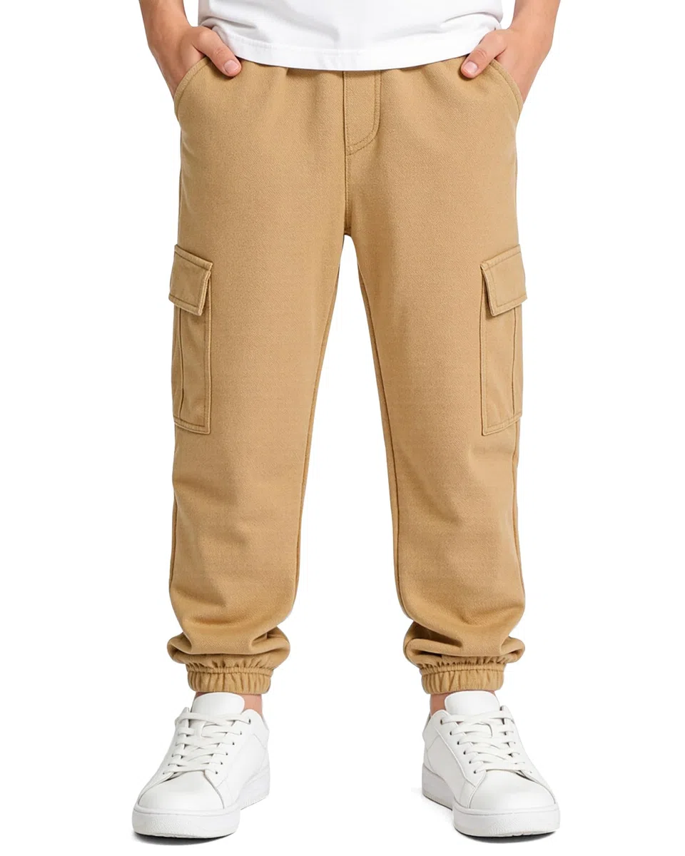 LACOFIA Pantaloni Cargo Ragazzo Pantalone Jogging Bambino con Elastico Vita per Scuola, Sport, Tempo Libero e Uso Quotidiano Kaki 12-13 Anni