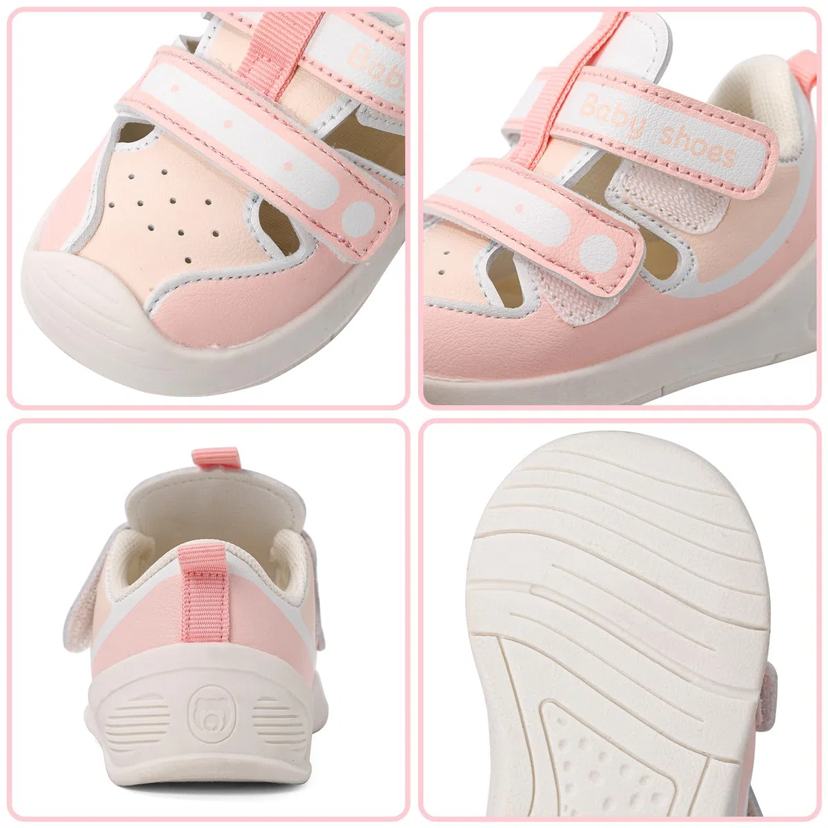 LACOFIA Sandali Neonata Scarpe Primi Passi Bimba Estive con Suola Gomma Antiscivolo
