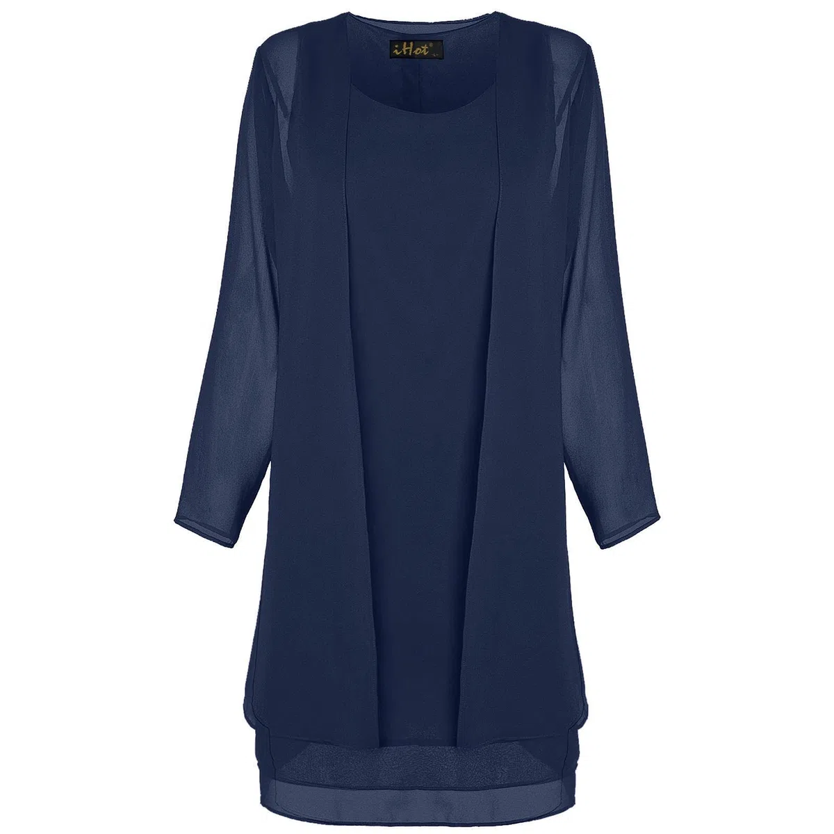 Cocila Boho Chic Dresses Maniche Lunghe da Donna in Chiffon con Cuciture nel Lungo Abito a Due Pezzi Abito Battesimo Maniche Lunghe