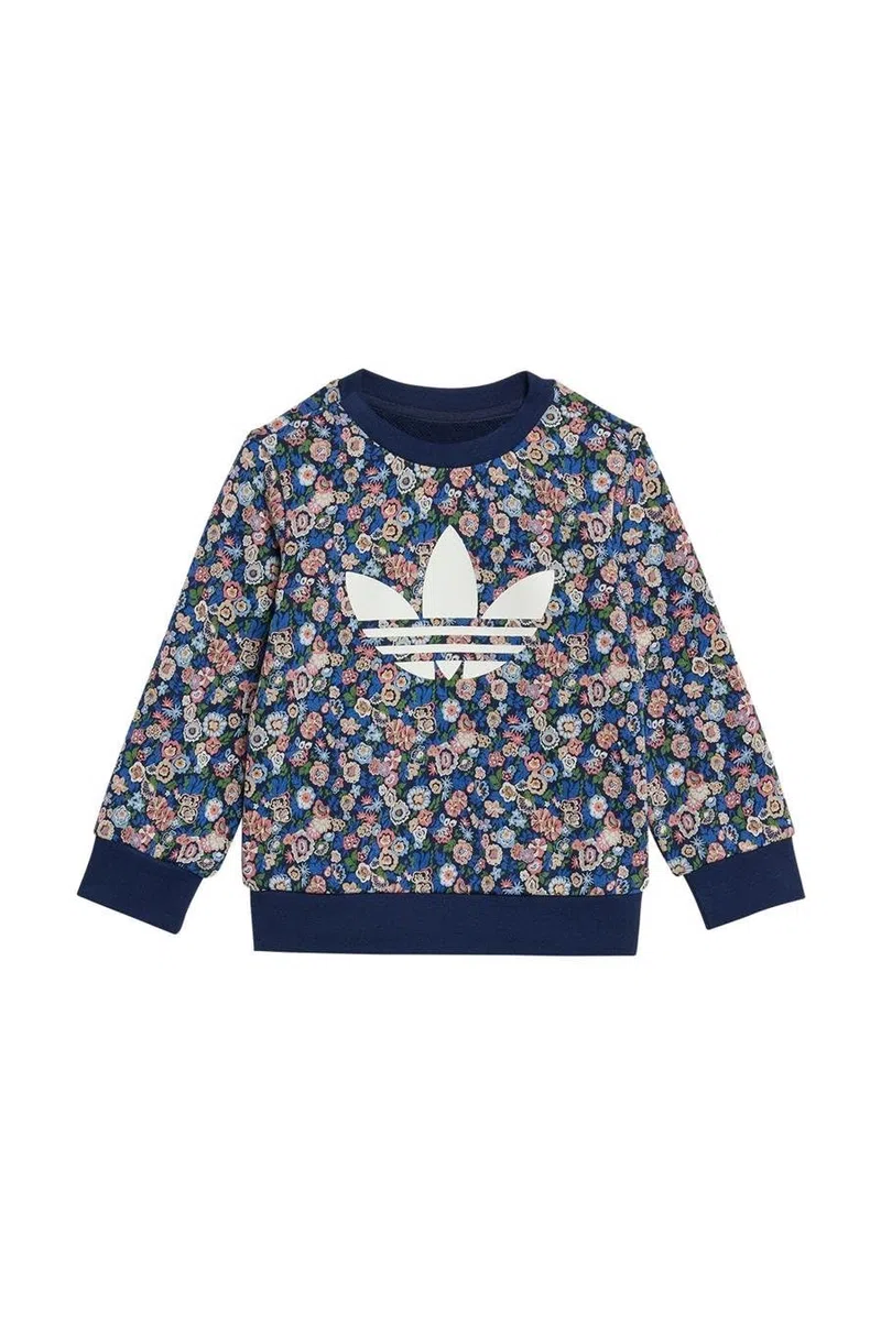 adidas Tuta Marina a Fiori Ragazza Crew