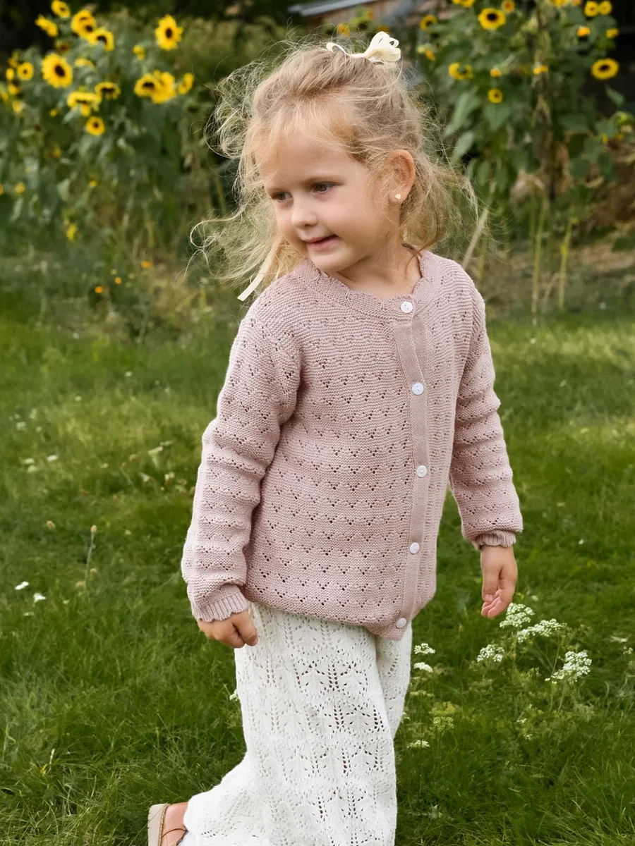Miipat Bambino Ragazza Cardigan Maniche Lunghe Pulsante Solido Colore Maglieria Maglione per Bambina Casual Vestiti Bambini Neonato
