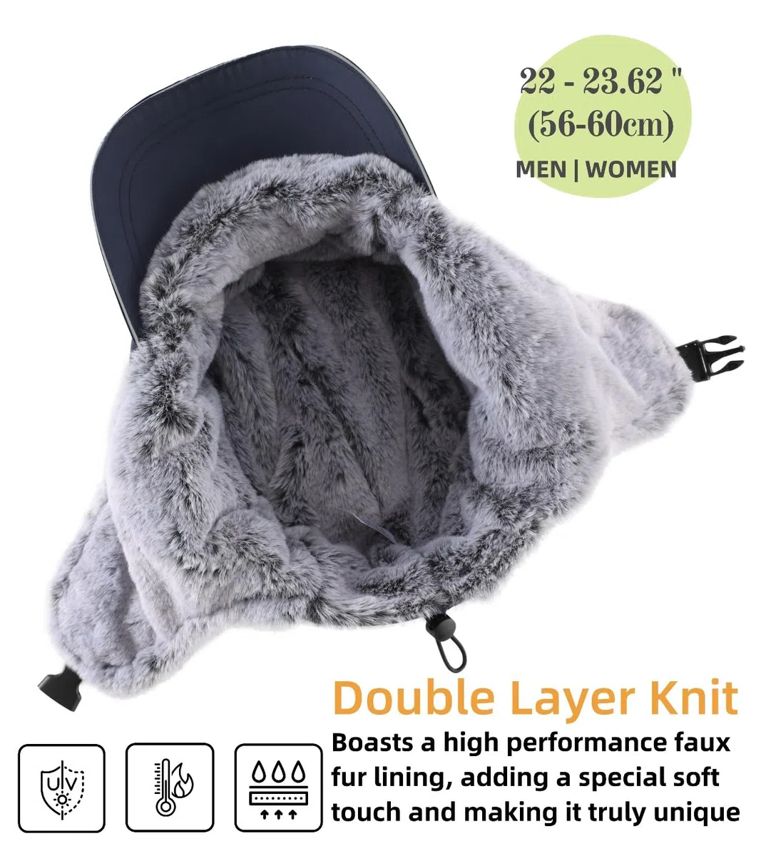 Cappelli invernali da uomo con paraorecchie, idrorepellente, cappello da baseball riflettente