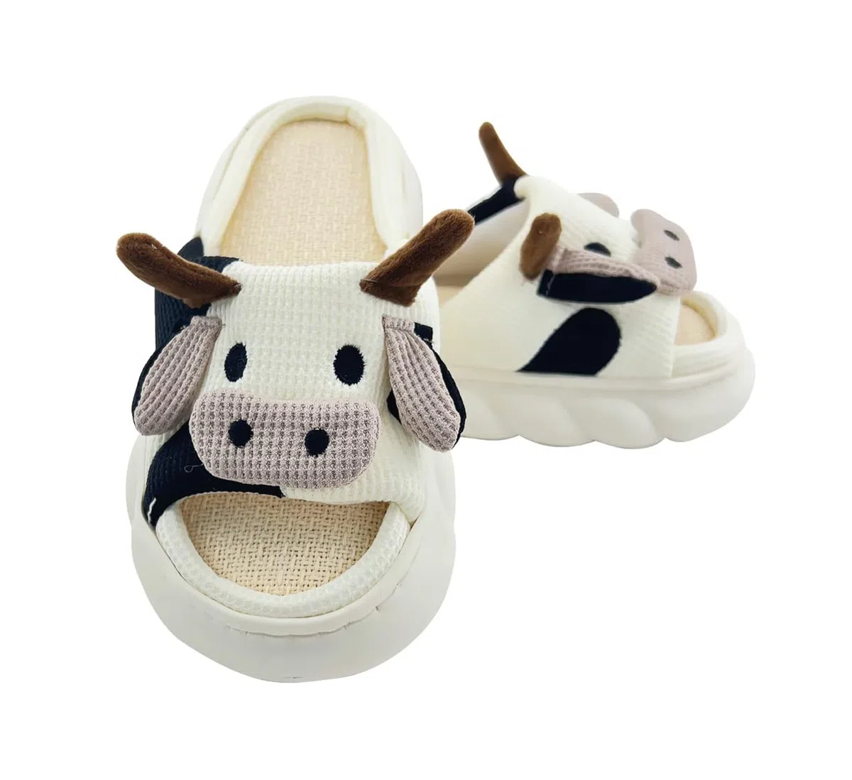 Pantofole Donna Uomo Invernali Ciabatte di Mucca Caldo with Memory Foam Cartone Animato Sliders Morbido Peluche Interno Esterno Slippers