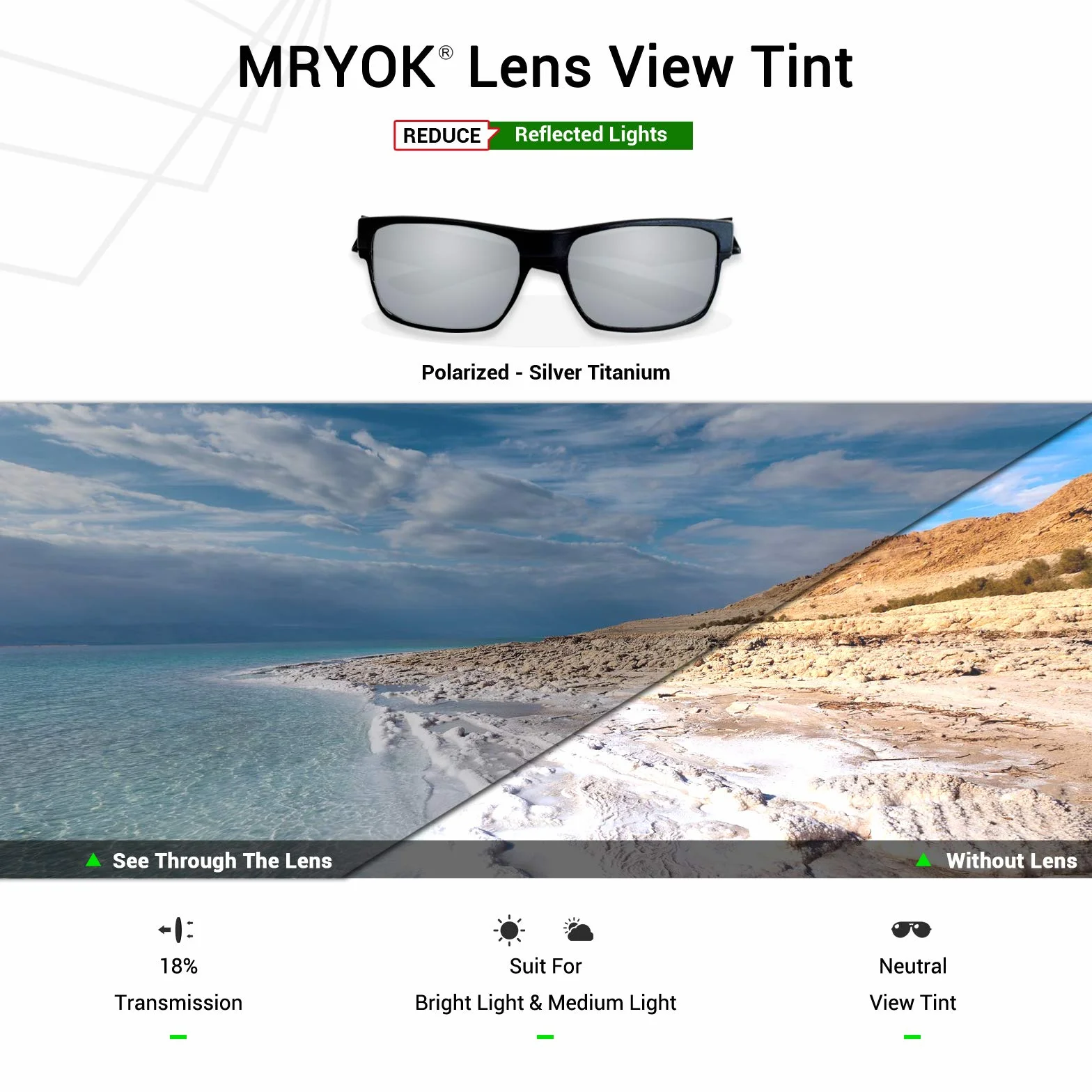 Mryok Lenti di ricambio per Ray-Ban RB4151 59mm - Opzioni