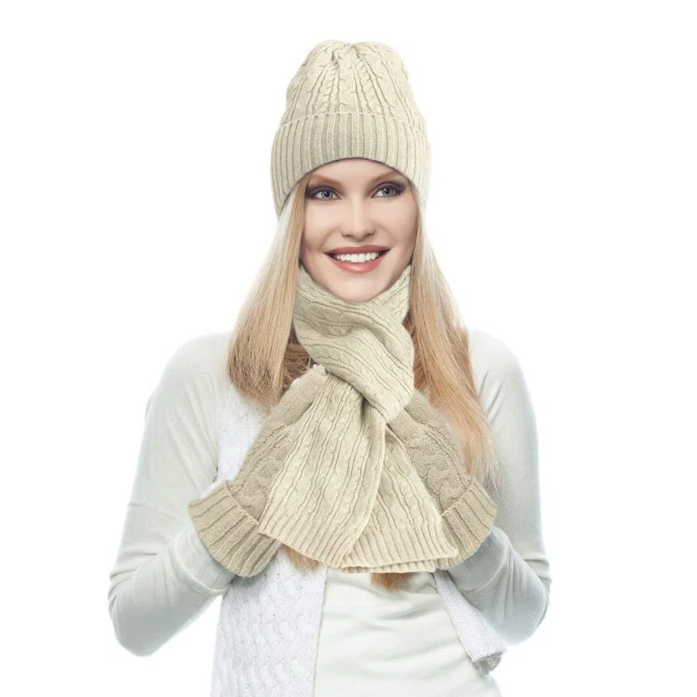 Warmiehomy Set Inverno per Donne, 3 Pezzi Set di Sciarpa Guanti Cappelli, Berretto Cappello Maglia con Sciarpa Berretti in Maglia Guanti e Manopole Sciarpe e Stole, Morbidi e Caldi