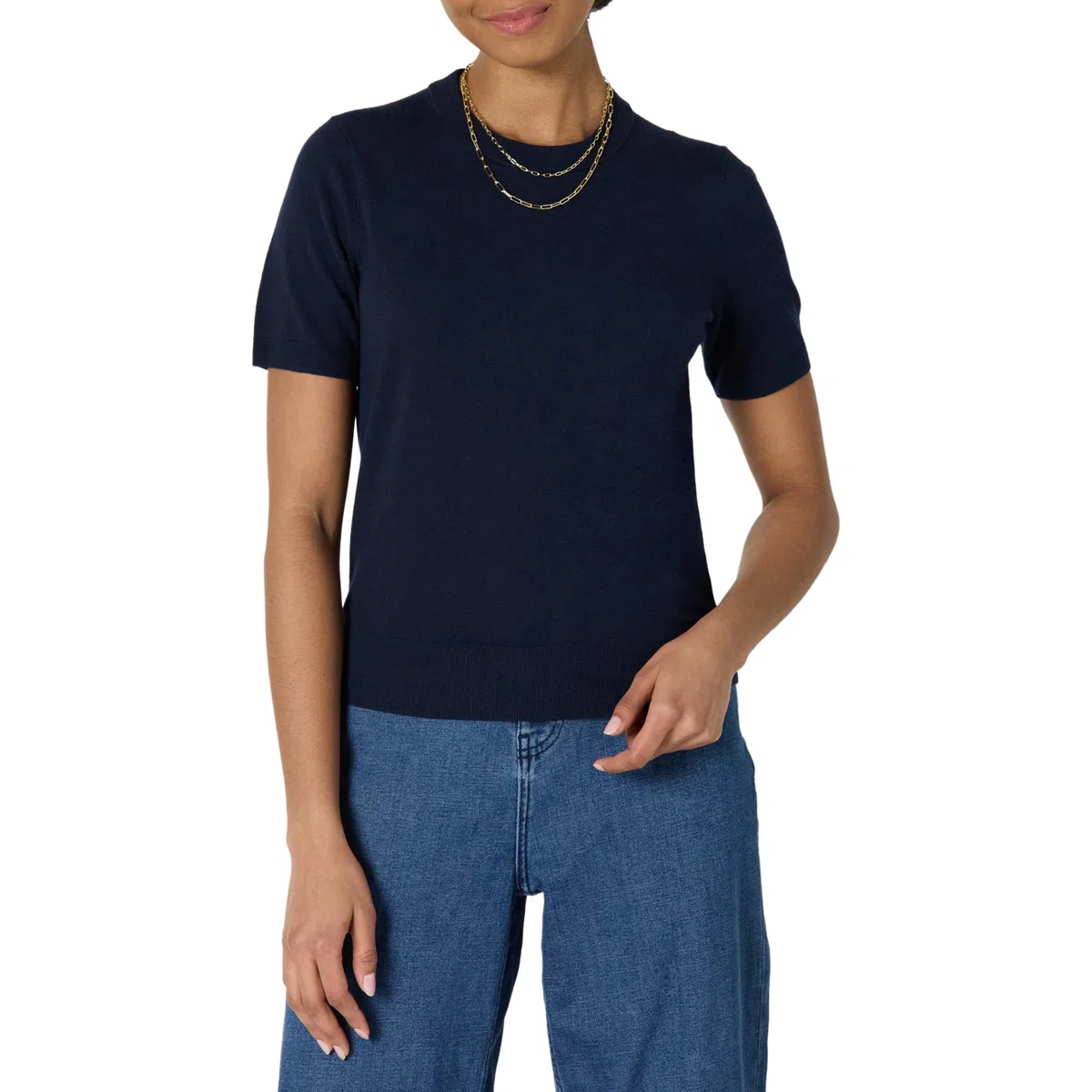 Amazon Essentials Maglia Pullover a Maniche Corte, Vestibilità Regolare Donna