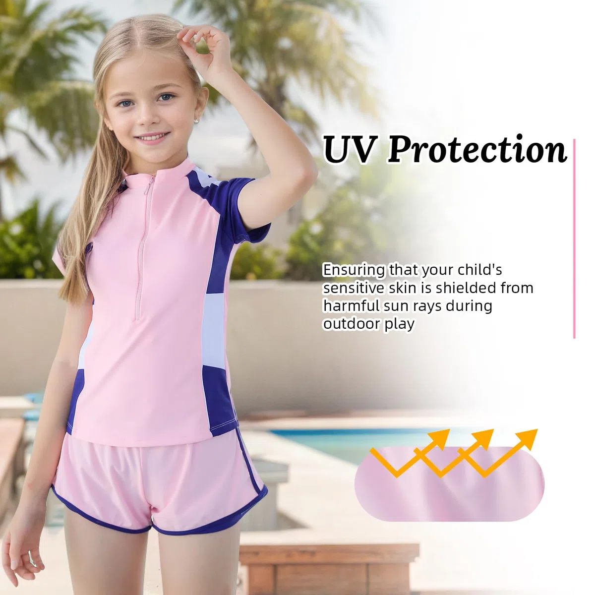 Set di Costumi da Bagno per Ragazze, Costumi da Bagno a 2 Pezzi, Pantaloncini da Bagno in Spiaggia, Protezione UV, Costumi da Bagno ad Asciugatura Rapida