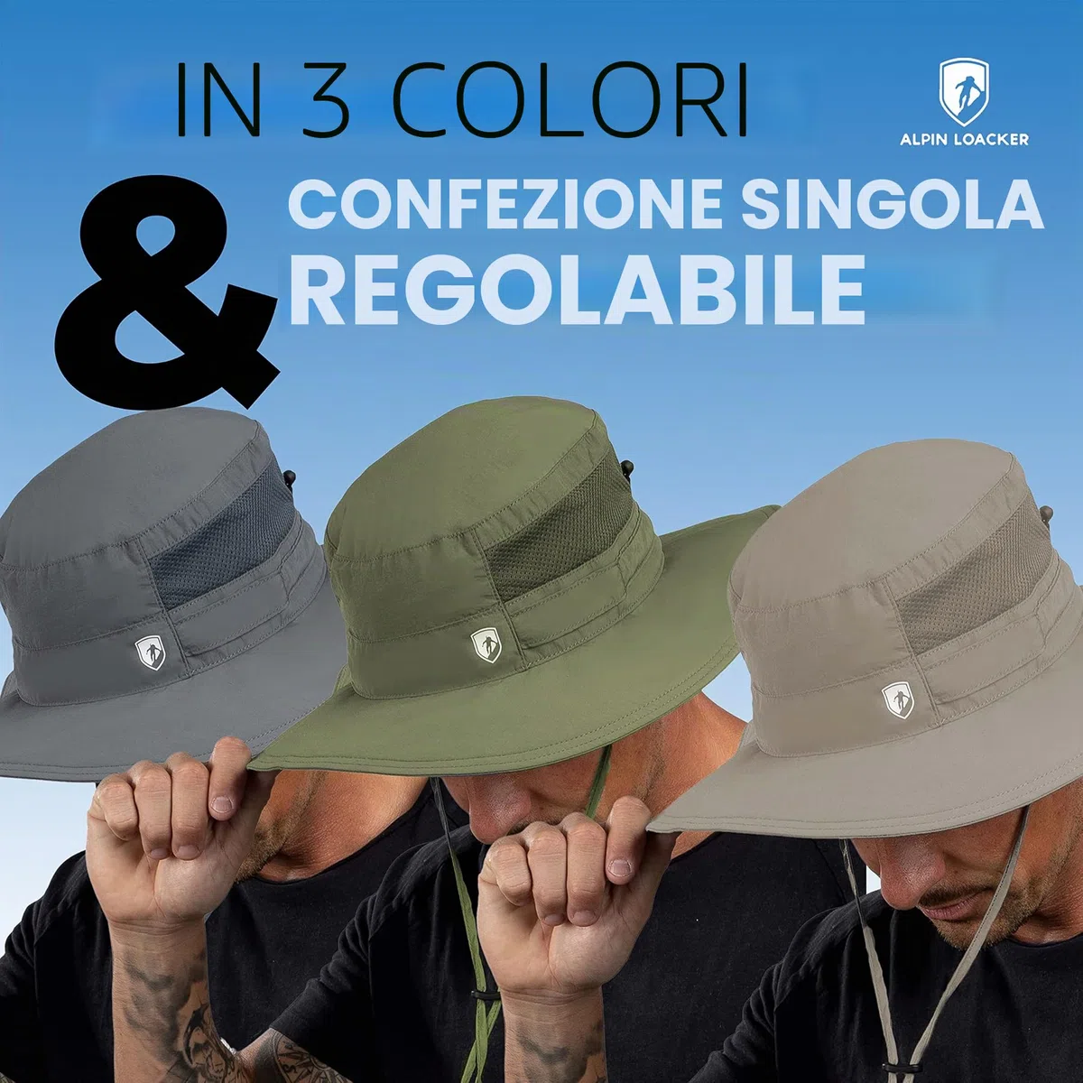 ALPIN LOACKER Cappello da Sole per Esterni con Protezione UV, di Alta qualità, per Trekking, Montagna e attività all'Aperto, in Materiali Riciclati, per Uomo e Donna