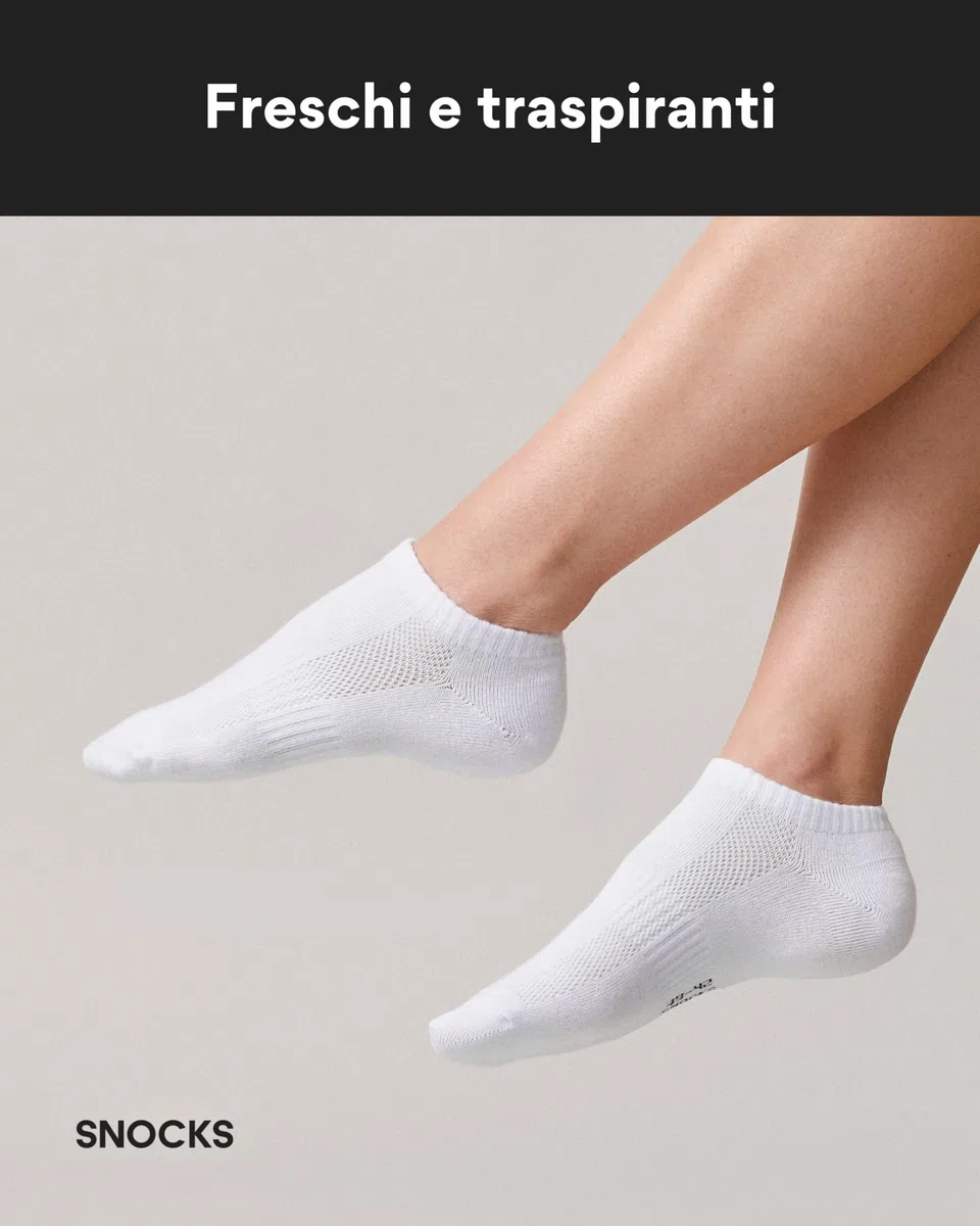 Snocks 6 Paia Calze Sneaker Traspiranti in Cotone Organico per Uomo e Donna - Taglie 35-50