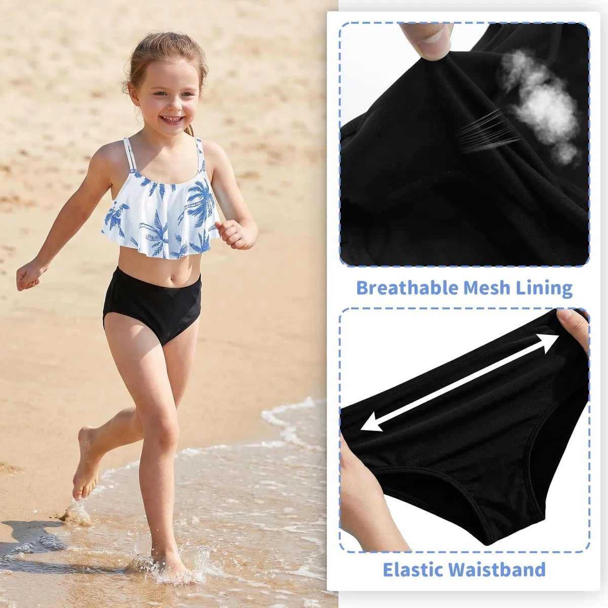 Ragazze Bikini Set Due Pezzi Costume da Bagno per Bambina Ruffle Bustier Bikini Slip Asciugatura Rapida Costumi da Bagno Mare Spiaggia Piscina Surf per Bambini 7-15 Anni