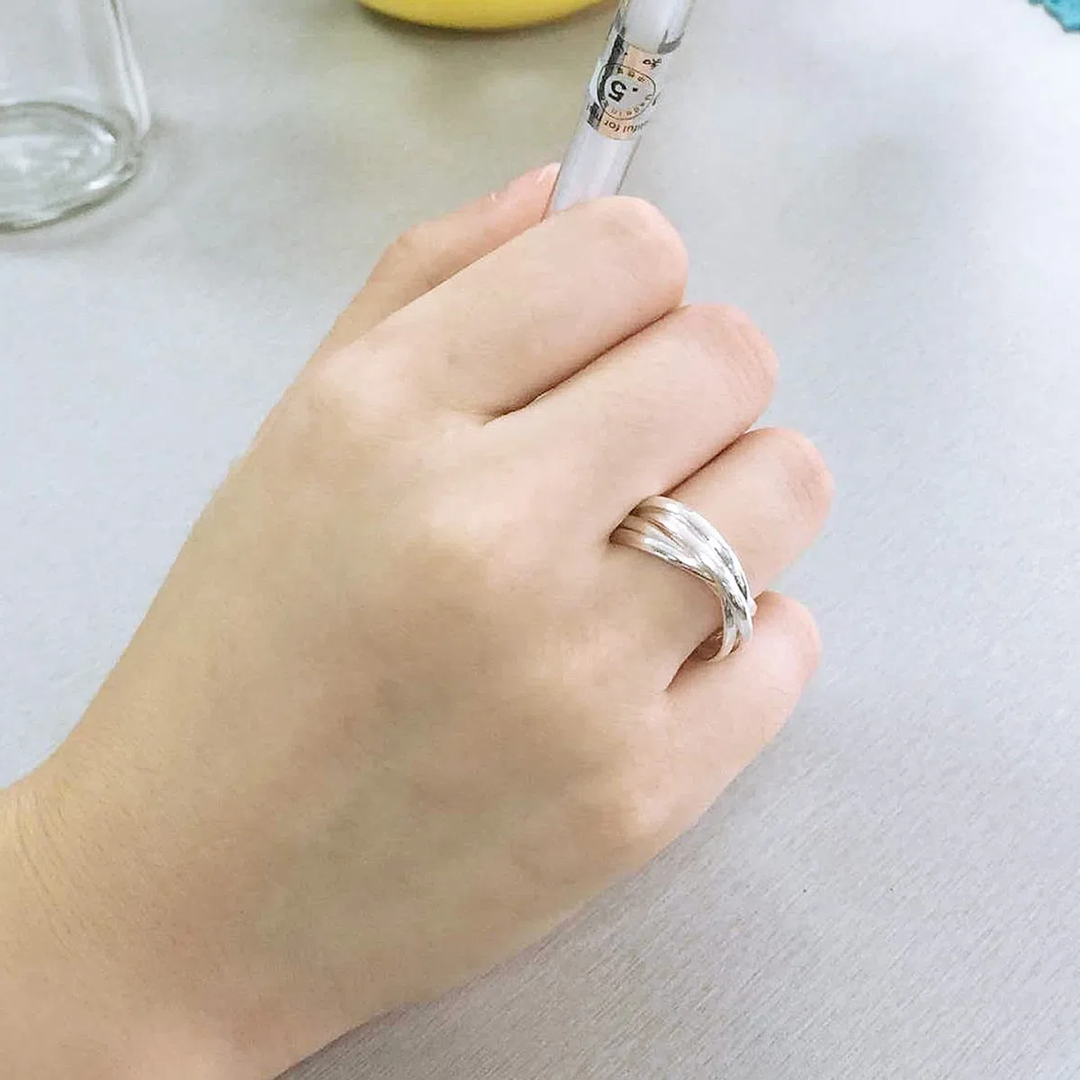 Dankadi Anello 3/5/9 pezzi intrecciato in 925 argento, larghezza 4/6/9 mm, misura 49-70 mm, anello multiplo lotto triplo sottile liscio crociato regalo festa matrimonio per donna uomo