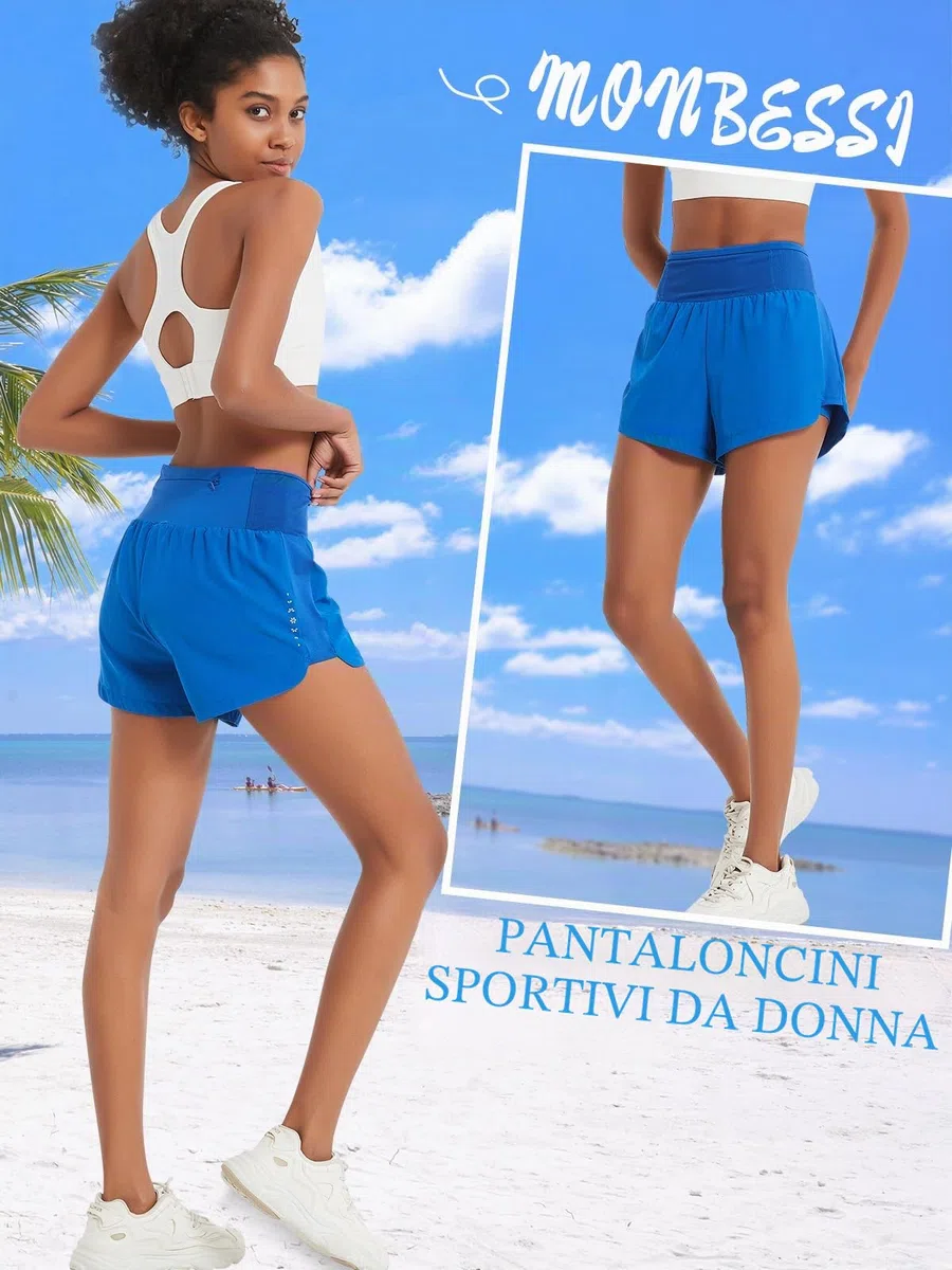 Pantaloncini Running Donna 2 in 1 Pantaloncini Donna Sportivi Shorts Donna Sportivi con 5 Tasche Pantaloncini Tennis