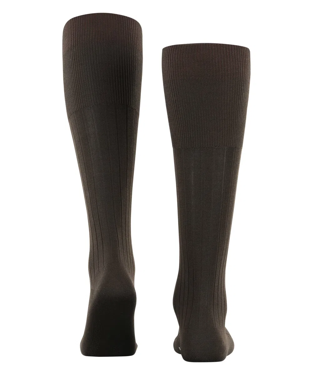 FALKE uomo Milano calzini lunghi traspiranti sostenibili biologici cotone filo di Scozia suola climatica attiva cuciture piatte alla punta sottili a coste per look casual eleganti lavoro 1 paio
