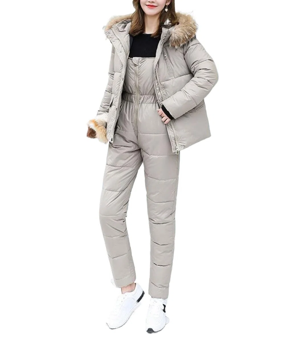 Tuta da Neve Invernale da Donna Piumino con Cappuccio + Tuta Impermeabile Tuta da Neve All'aperto Tuta da Neve Completa Abbigliamento Sportivo Body Shaping