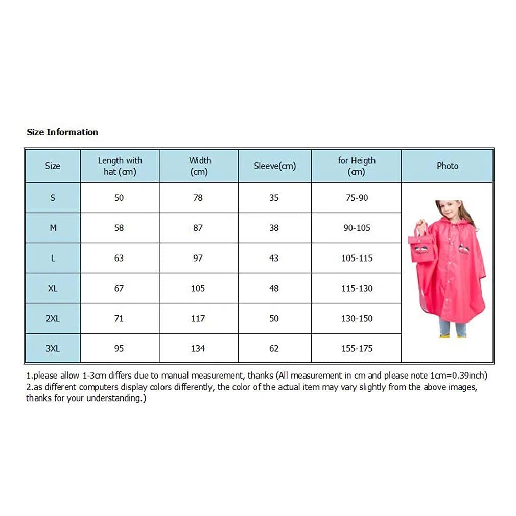 Wetry Poncho Pioggia Bambino Mantella Impermeabile Bambina Mantellina Antipioggia 100% Impermeabile Ragazzo Ragazza Pioggia Poncho con Cappuccio per 75-175 cm