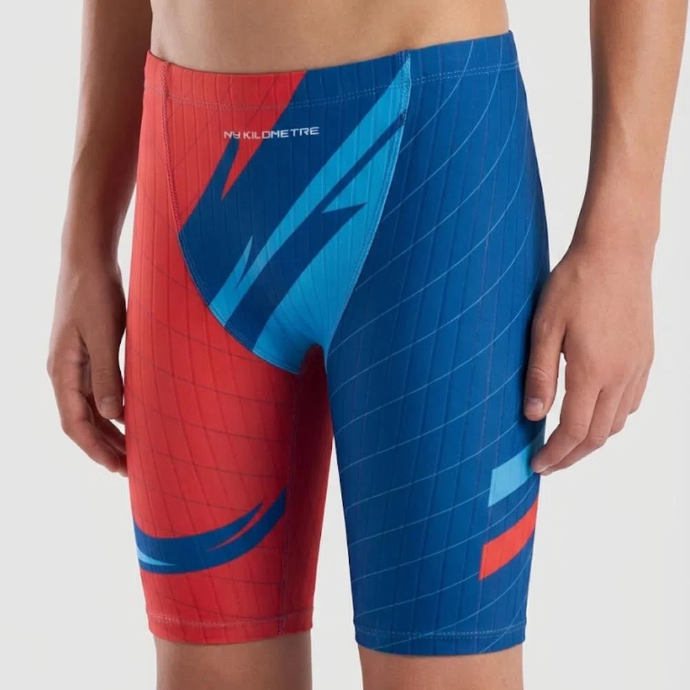 MY KILOMETRE Jammer Costume da Bagno per Bambini e Ragazzi – Cloro‑Resistente, con Coulisse, Asciugatura Rapida per Allenamento e Gare in Piscina