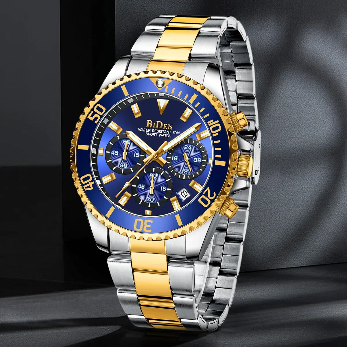 HANPOSH Orologio Uomo Orologio Militare Acciaio Cronografo Impermeabile Luminosi Design Orologi Quadrante Grande da Polso Elegante Sportivo Analogici Data