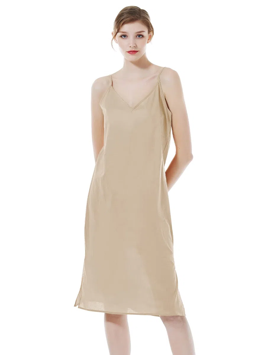 BEAUTELICATE Abitino Sottoveste Donna Cotone Vintage Sottoveste Lunga Scollo a V Sexy Camicia da Notte Estiva Spalline Regolabili Lingerie