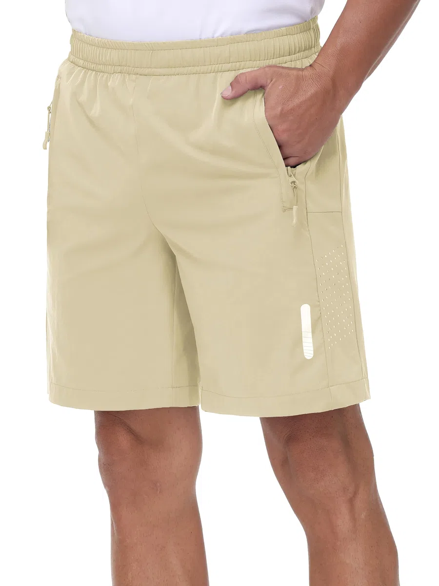 Pantaloncini Sportivi Uomo 8 Pollici con Tasca Zip - Tessuto Tecnico Asciugatura Rapida per Corsa, Palestra, Camminata Casual e Basket Leggero - Short Allenamento Traspirante