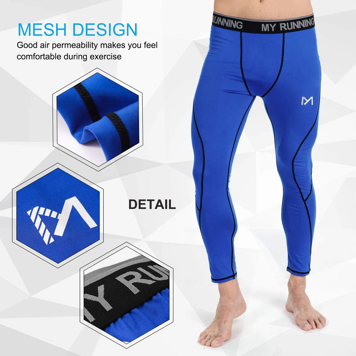 MEETYOO Leggings Uomo, Calzamaglie Sportive Pantaloni Fitness Compressione Baselayer per Jogging Ciclismo Running