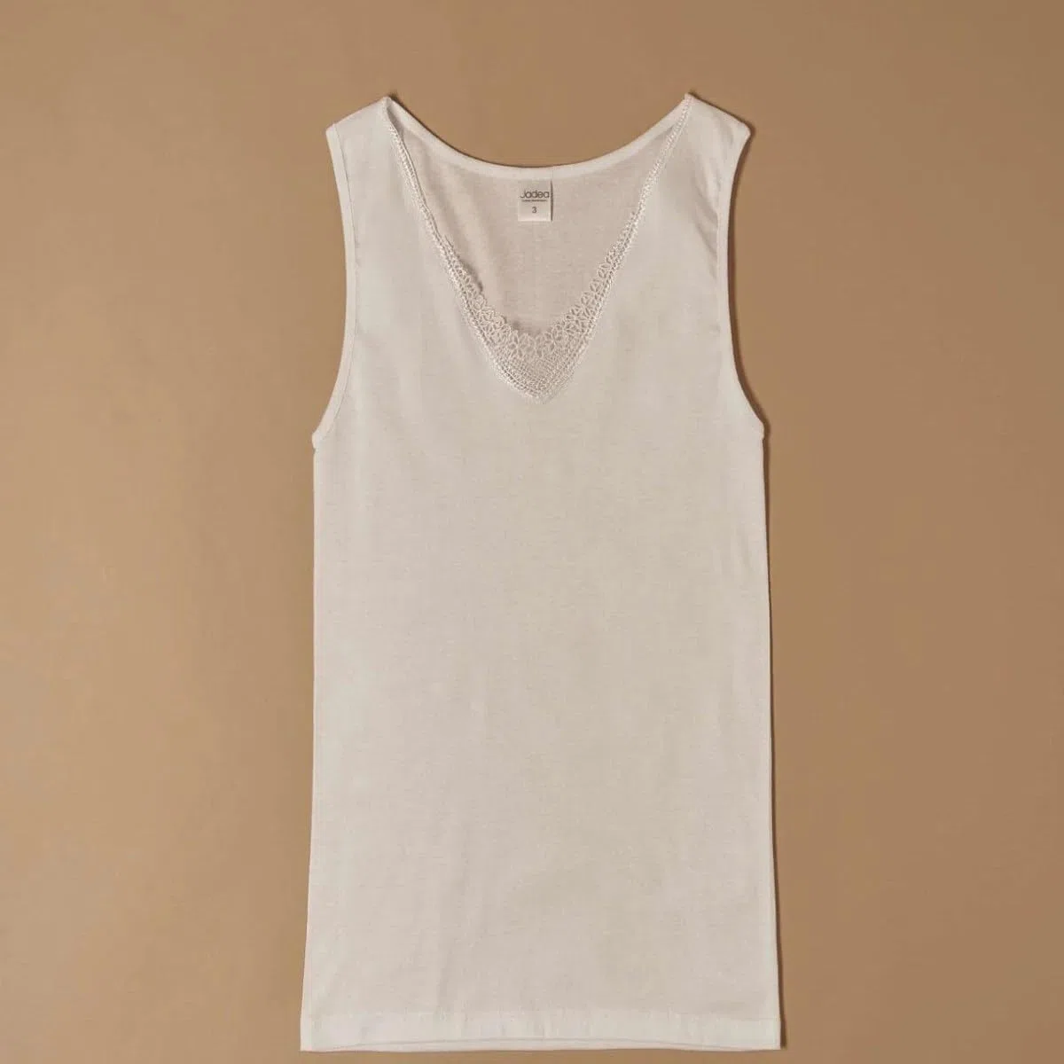JADEA 3 Pezzi Canotta Donna Spalla Larga 9001 Inserti in macramè in Cotone