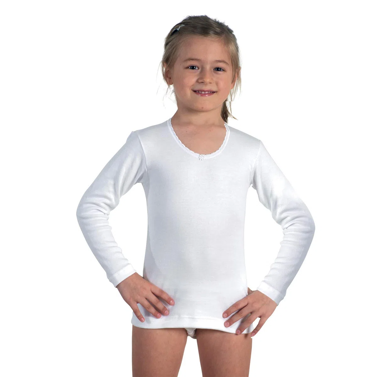 ROSSOPORPORA, 3 Maglie Interne Bimba a Manica Lunga in Caldo Cotone Bianco. 4 Anni