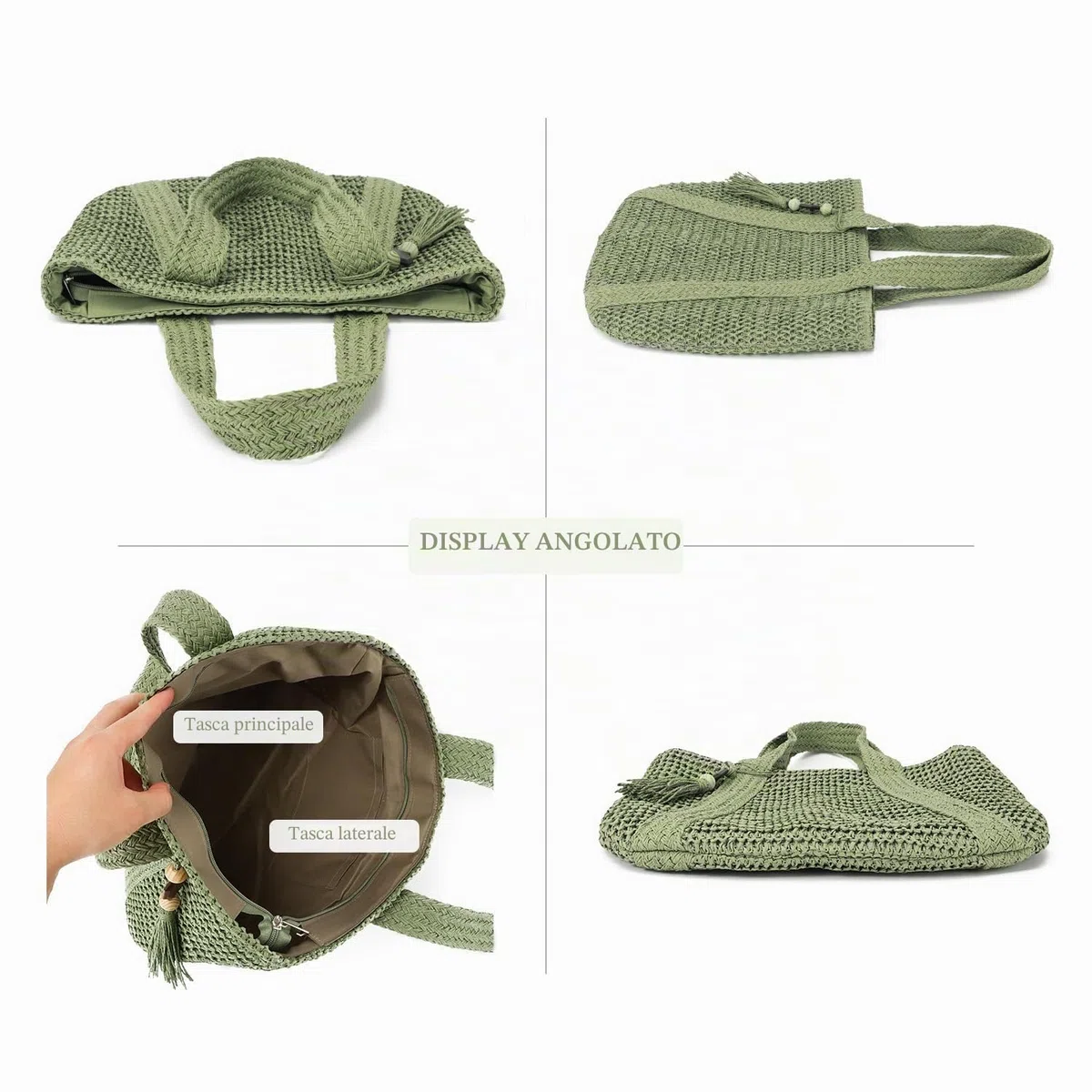 EVEOUT Borse Tote in Rafia per Donna Bohémien Borsa paglia grandi Estive Borse a spalla per spiaggia vacanze viaggio