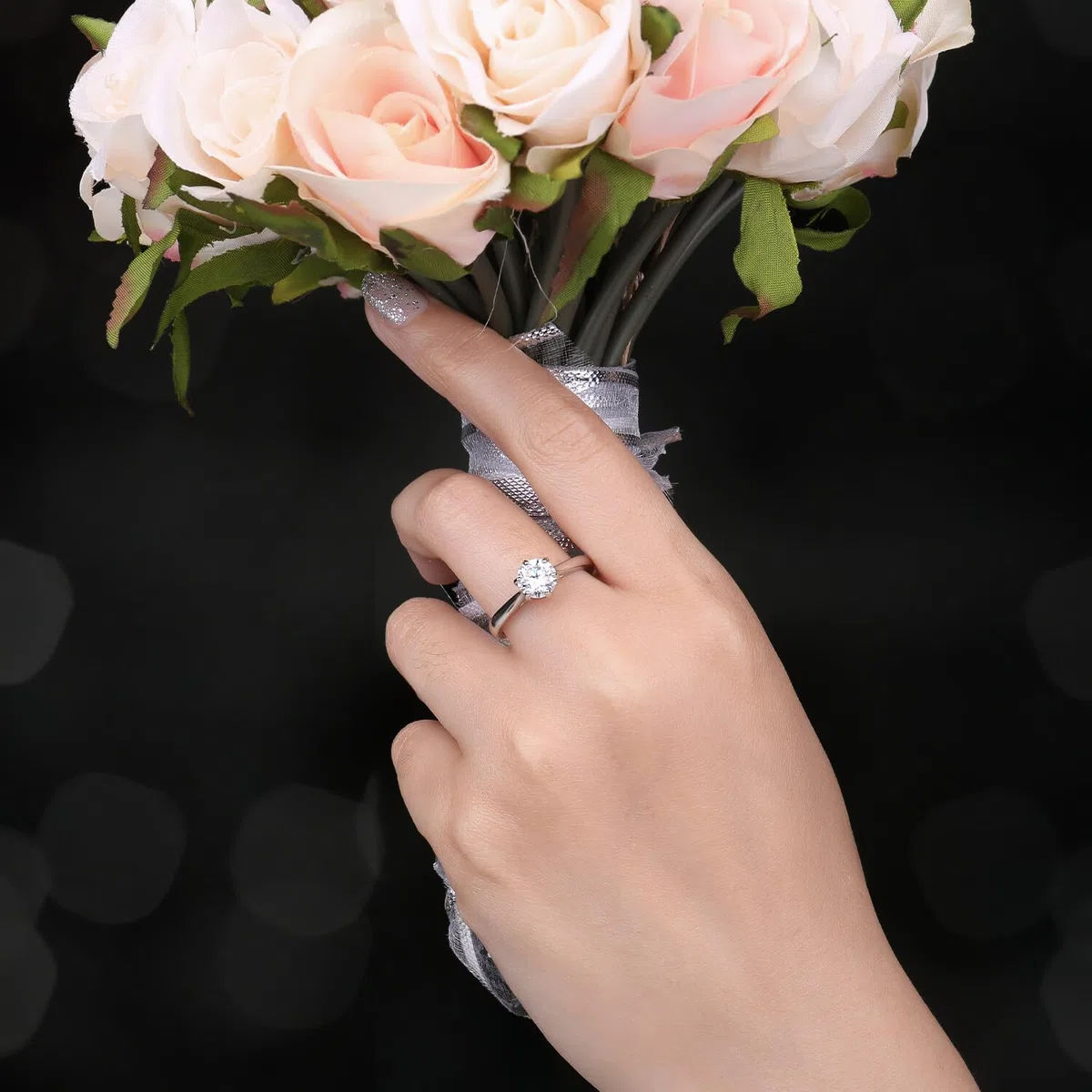 JewelryPalace 0.5-3ct Classico Anello Solitario Donna Argento 925 con Creato Moissanite, Diamante Simulato Anelli con Pietra Rotonda, Semplice Fedine Fidanzamento in Tre Ori Set Gioielli Donna