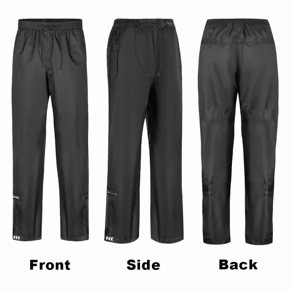 flintronic Pantaloni da Pioggia Uomo, Pantaloni Antipioggia Impermeabili, Sovrapantaloni Antipioggia Leggeri e Traspiranti con Tasche con Zip, Adatti per l'escursionismo e Il Ciclismo